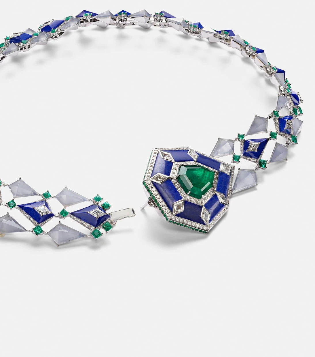 Kamyen - 18kt white gold necklace with gemstones
