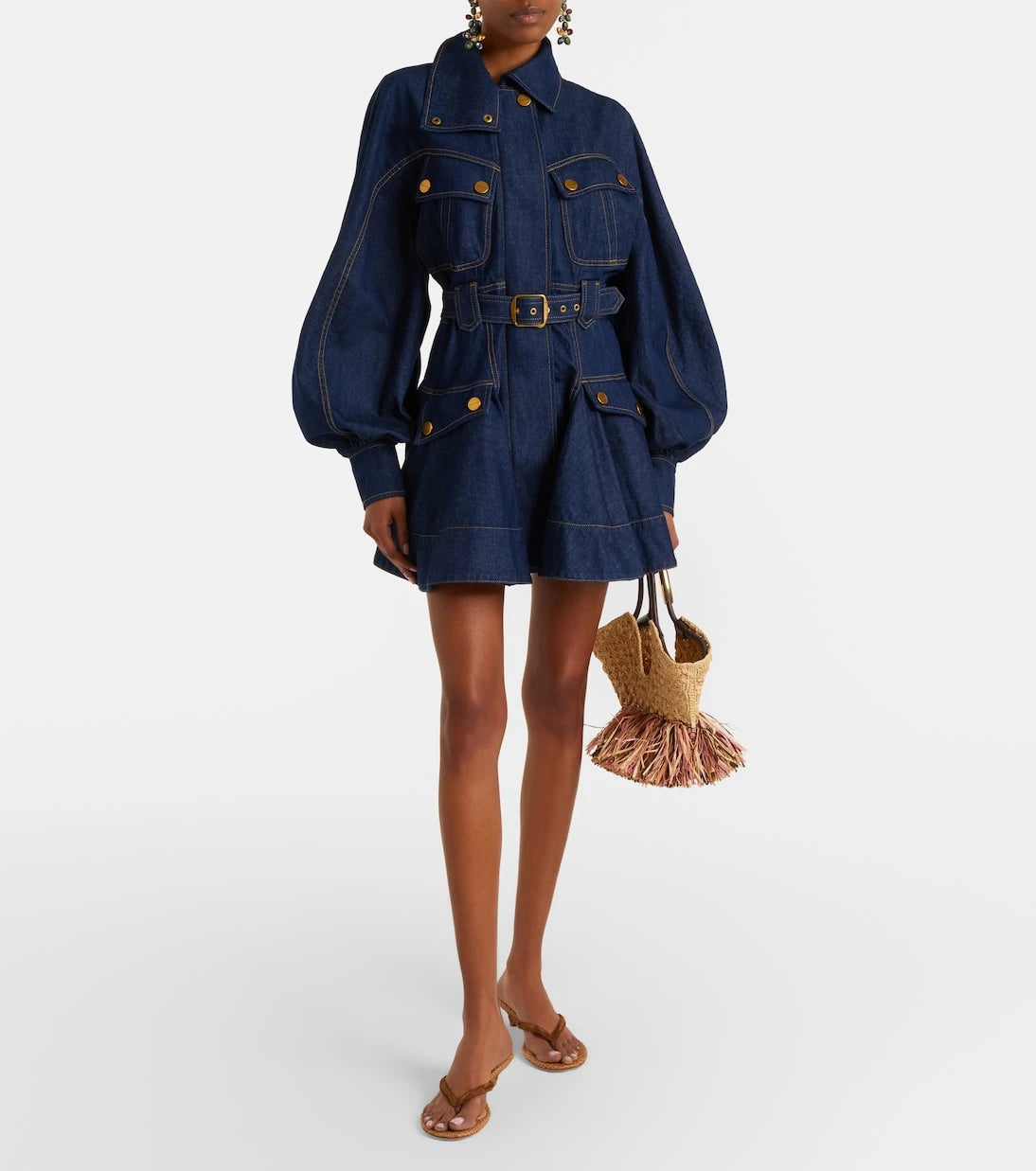 Zimmermann - Luna belted denim minidress