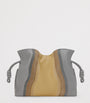 LOEWE Grey Leather Stripe Flamenco Clutch Bag