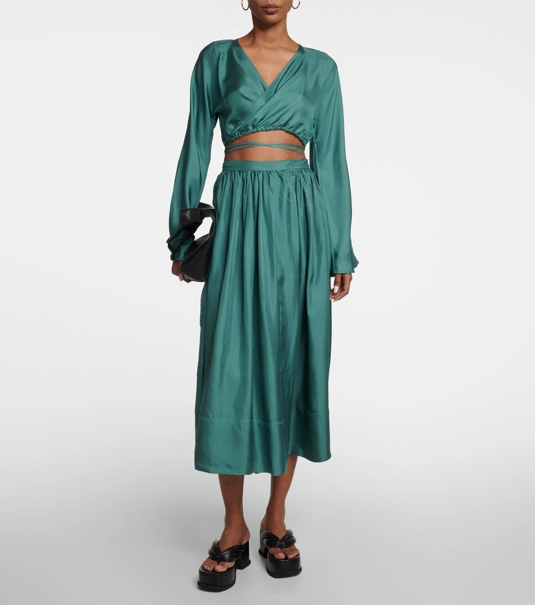 Asceno - St. Tropez silk twill wrap top