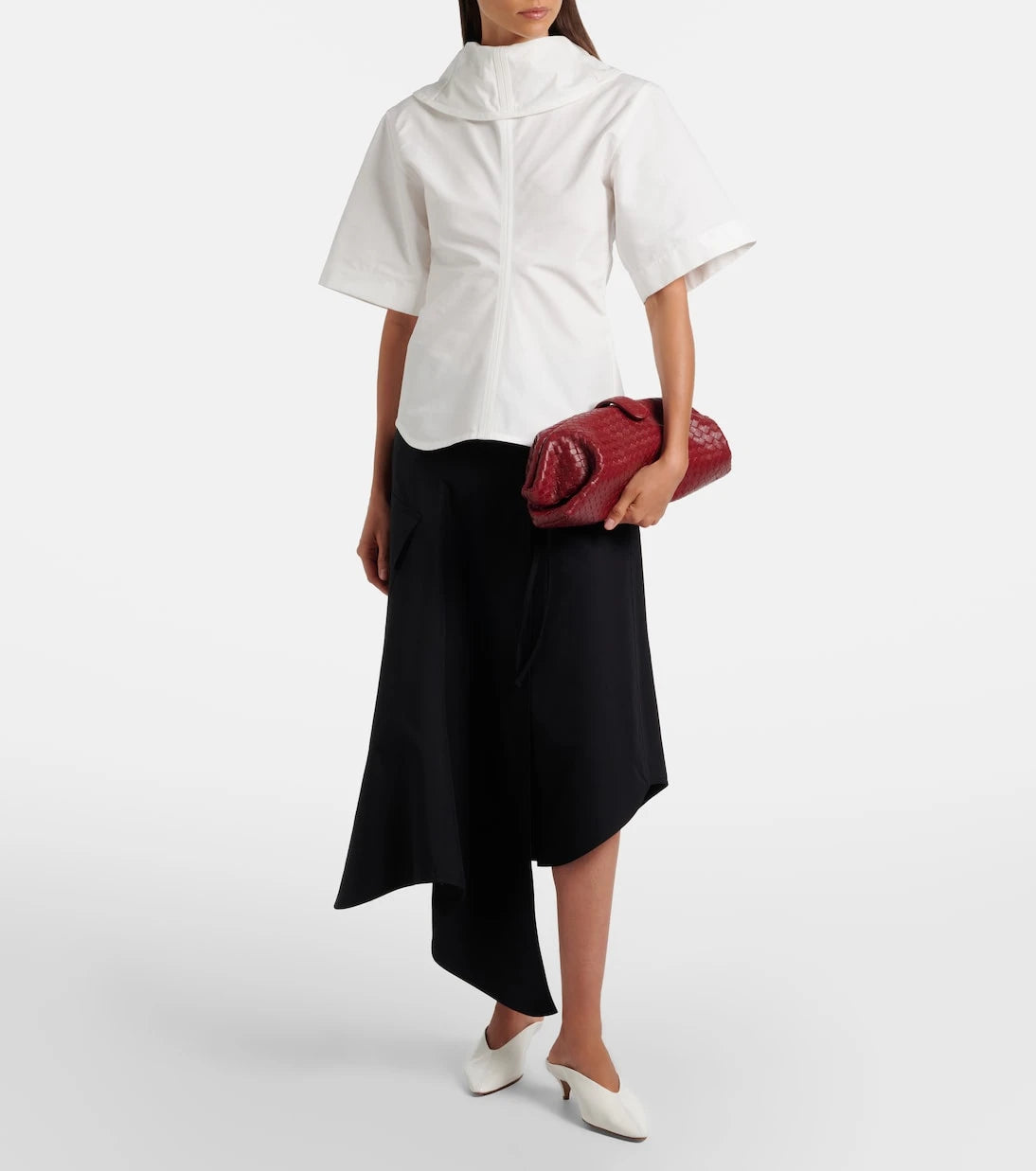 Bottega Veneta - Asymmetric cotton midi skirt