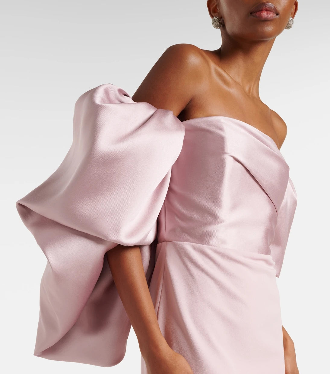 Solace London - Floris satin-trimmed off-shoulder gown