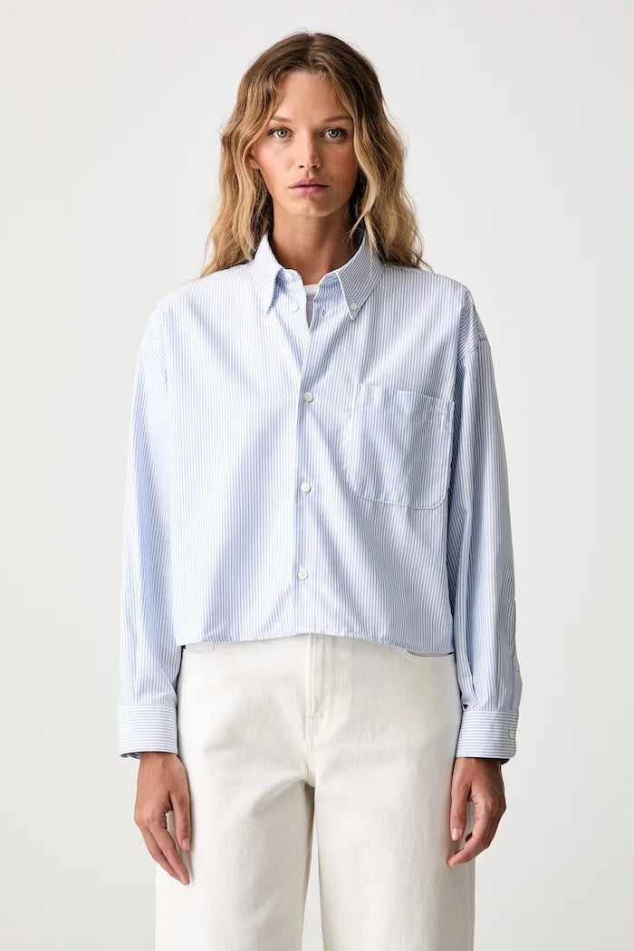 Kadın pamuklu gömlek chemise sophia button down logo
