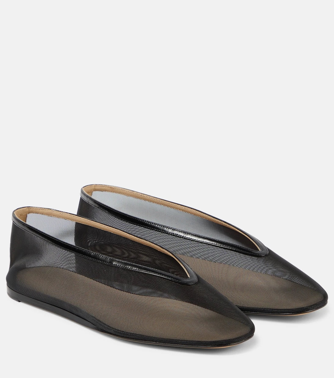 Le Monde Béryl - Luna leather-trimmed mesh ballet flats