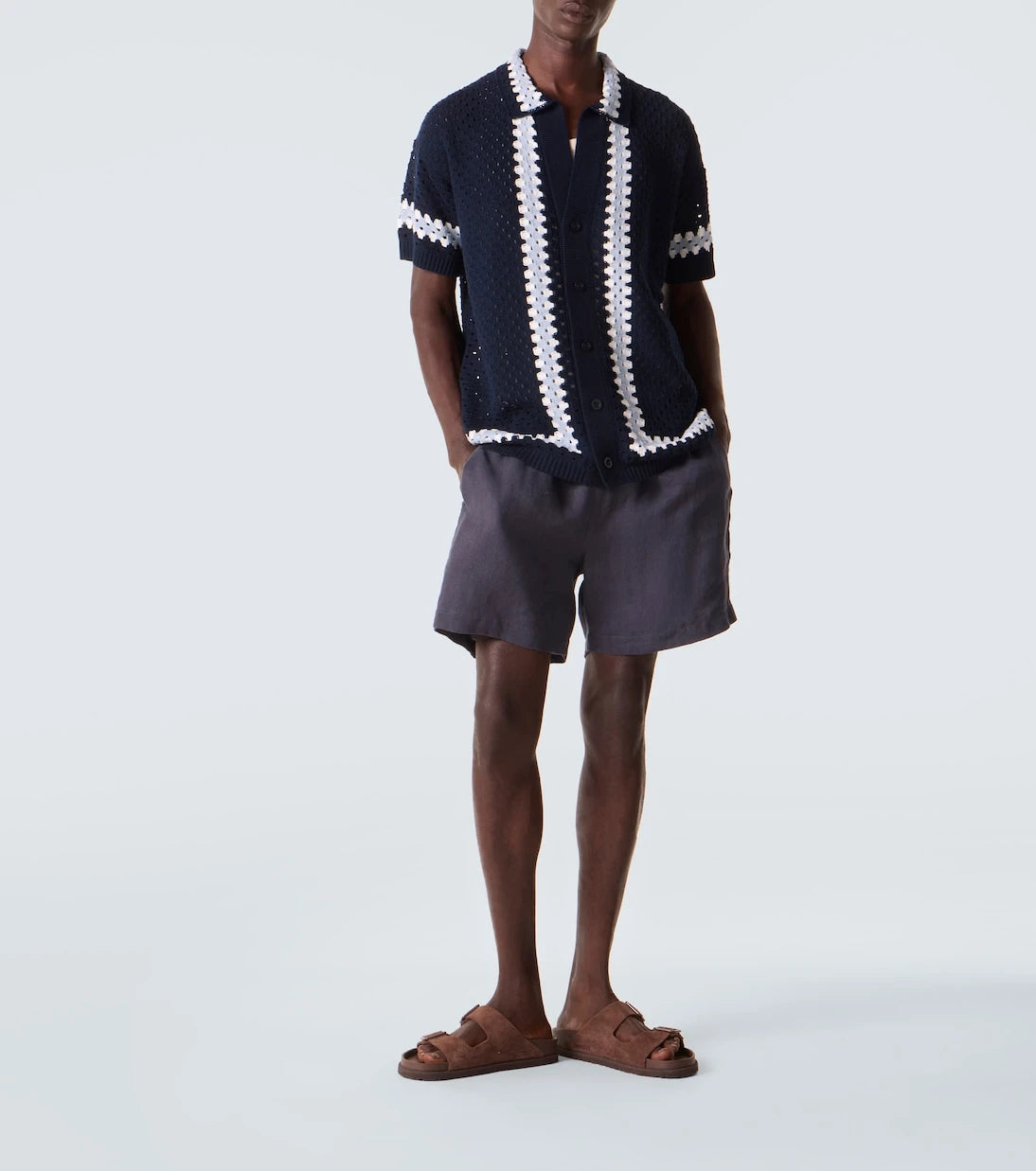 Frescobol Carioca - Pinto crochet cotton bowling shirt
