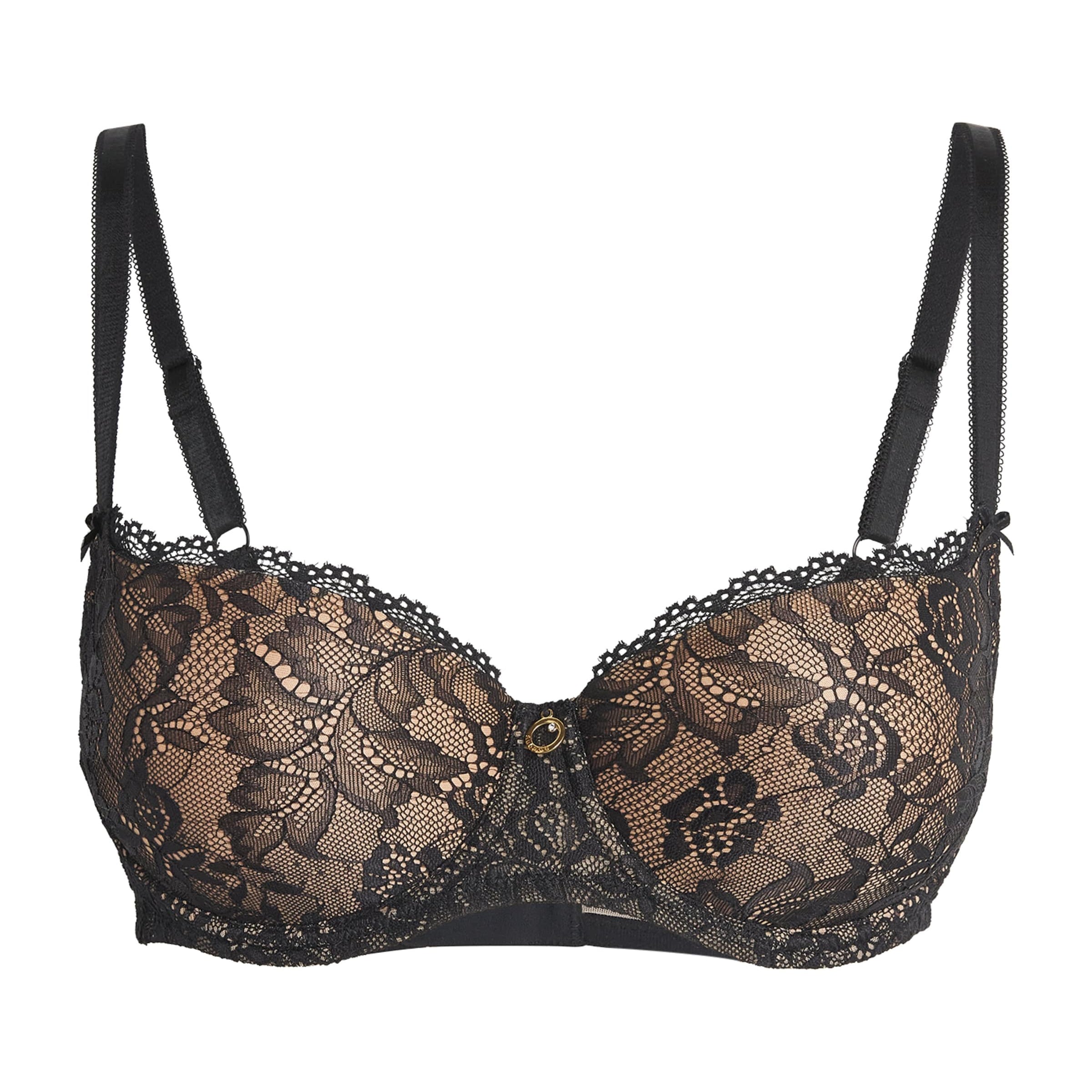 Aubade Black Lace Rosessence Half-Cup Bra