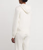 White Cashmere-Cotton Blend Zip-Up Hoodie