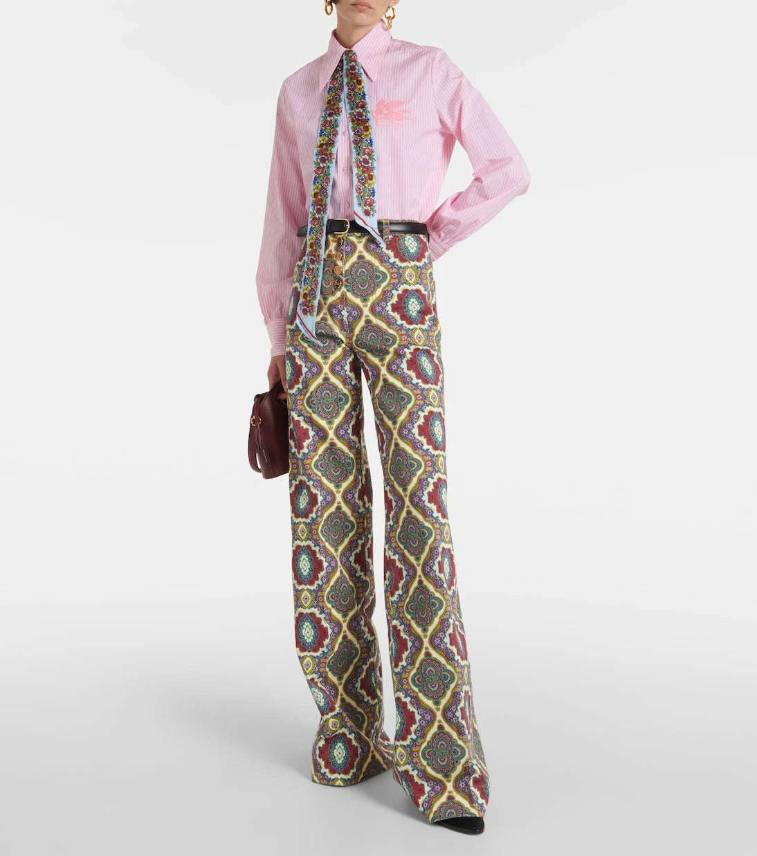 Etro - جينز مطبوع بخصر عالٍ وأرجل واسعة