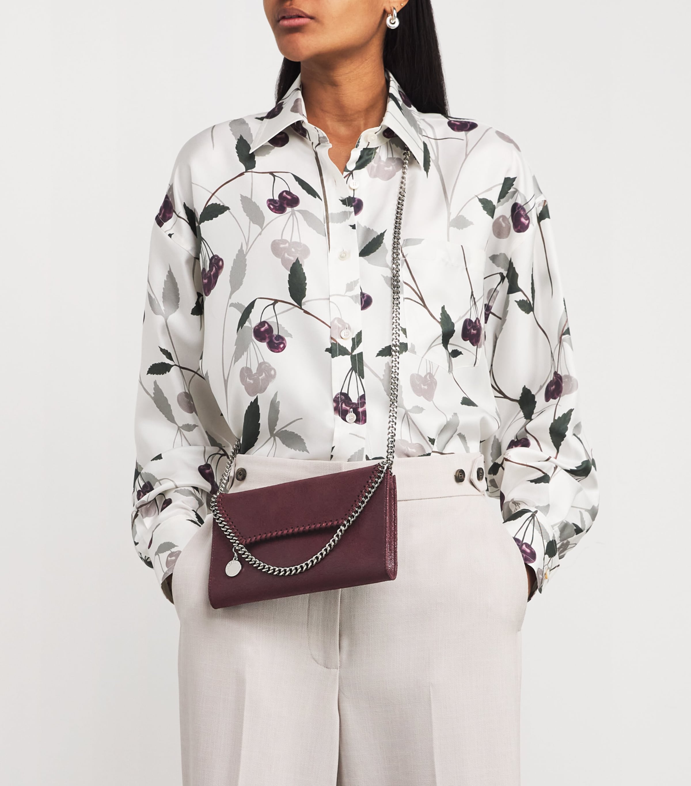 Burgundy Mini Falabella Cross-Body Bag