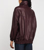 NOUR HAMMOUR Purple Beck Leather Bomber Jacket