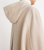 Yves Salomon Beige Wool-Cashmere Fur-Trim Cape Coat