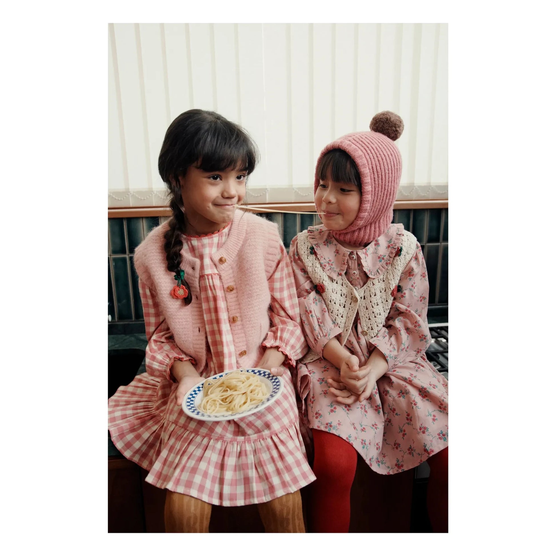 Emile et Ida - Gingham Ruffle Dress | Pink
