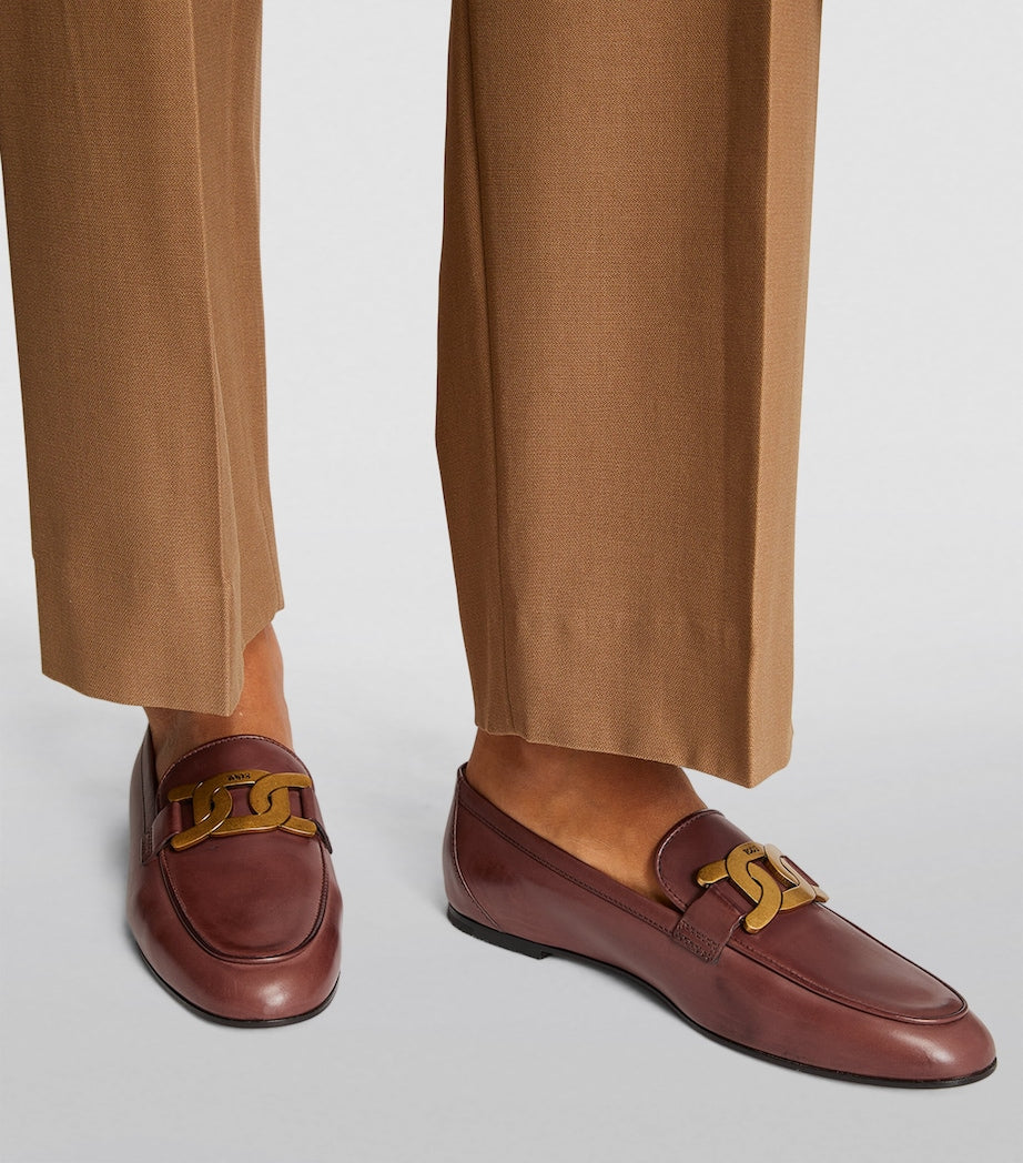 Brown Chain-Bit Loafers