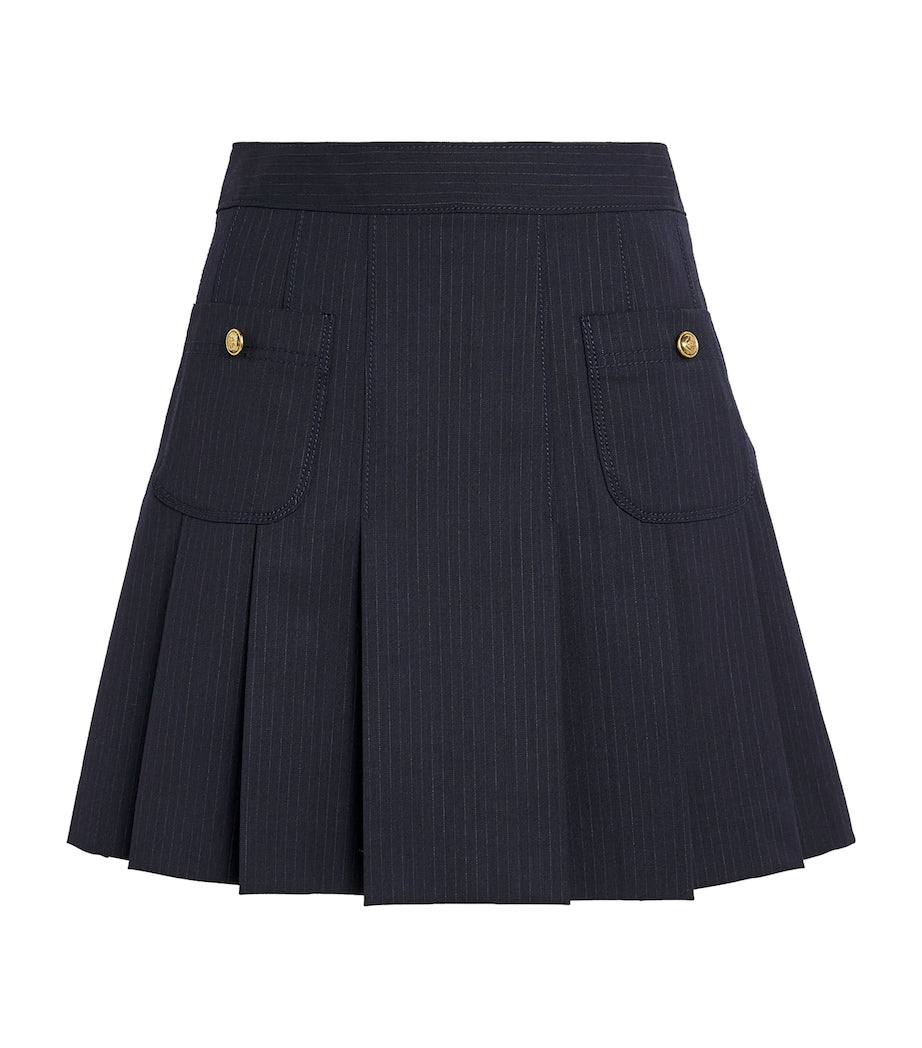 Wool-Blend Pleated Mini Skirt