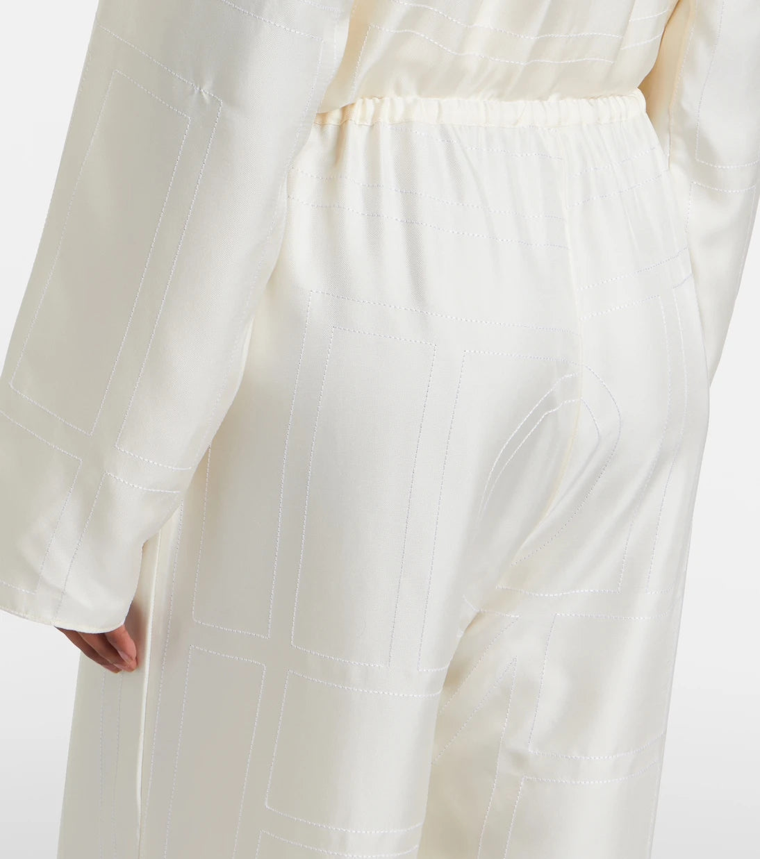 Toteme - Embroidered silk satin pajama pants