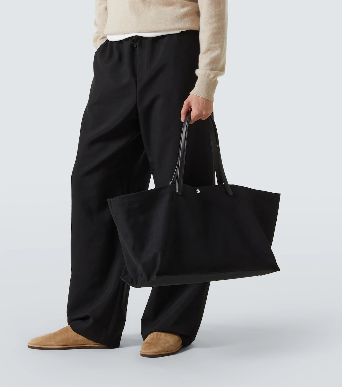 The Row - Idaho XL leather-trimmed canvas tote bag