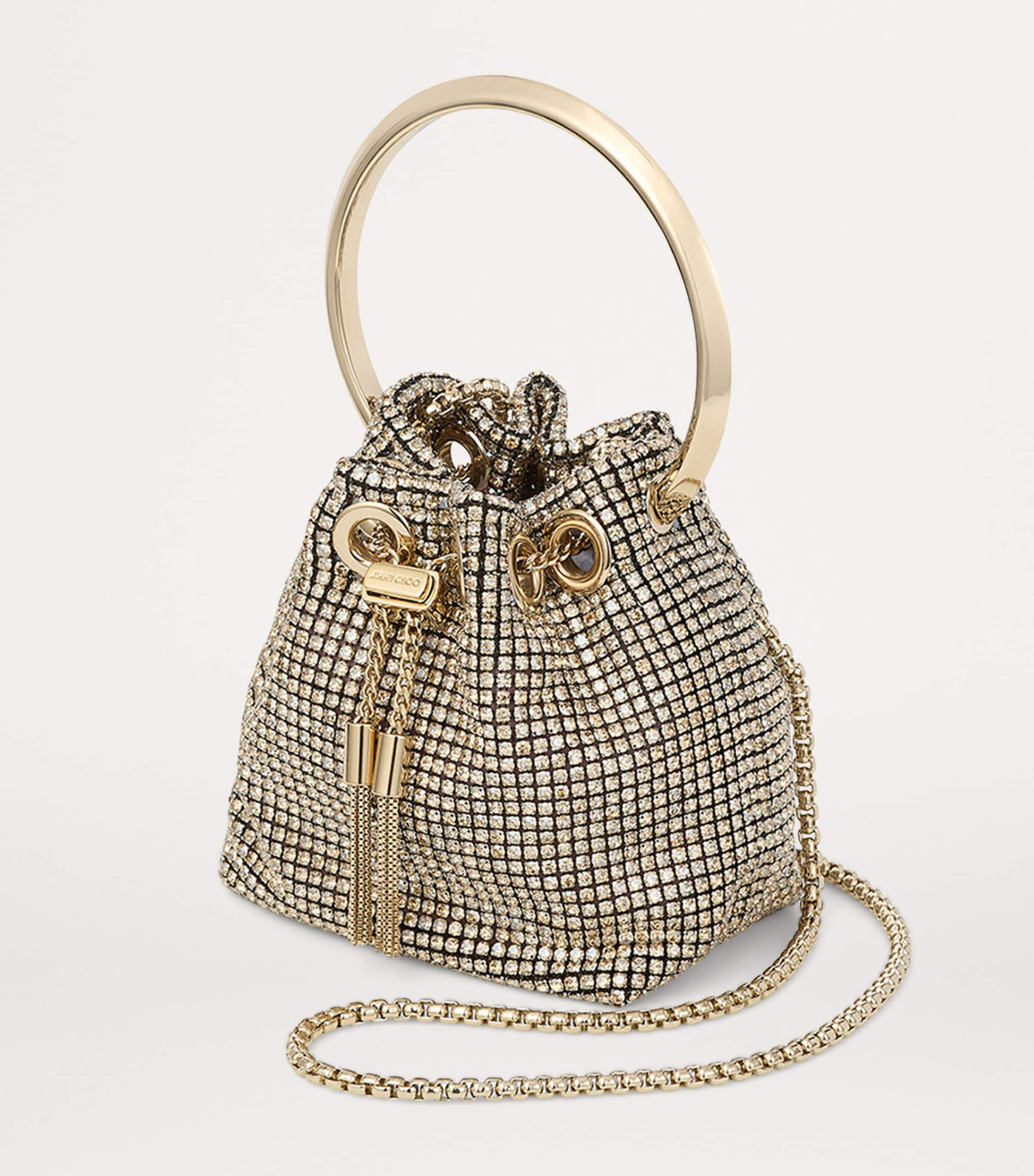 Gold Micro Embellished Bon Bon Top-Handle Bag