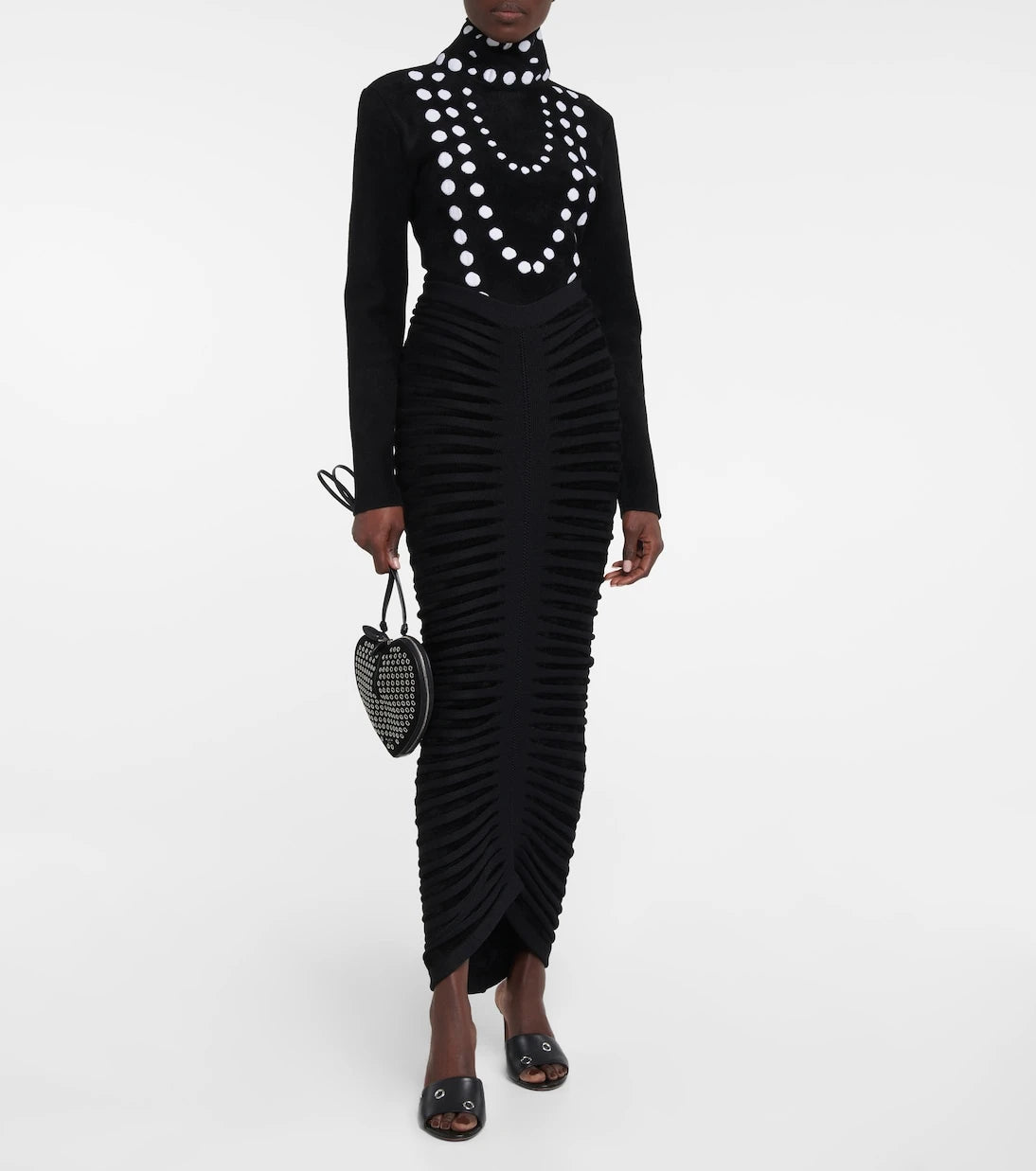 Alaïa - Oeillets embellished leather sandals
