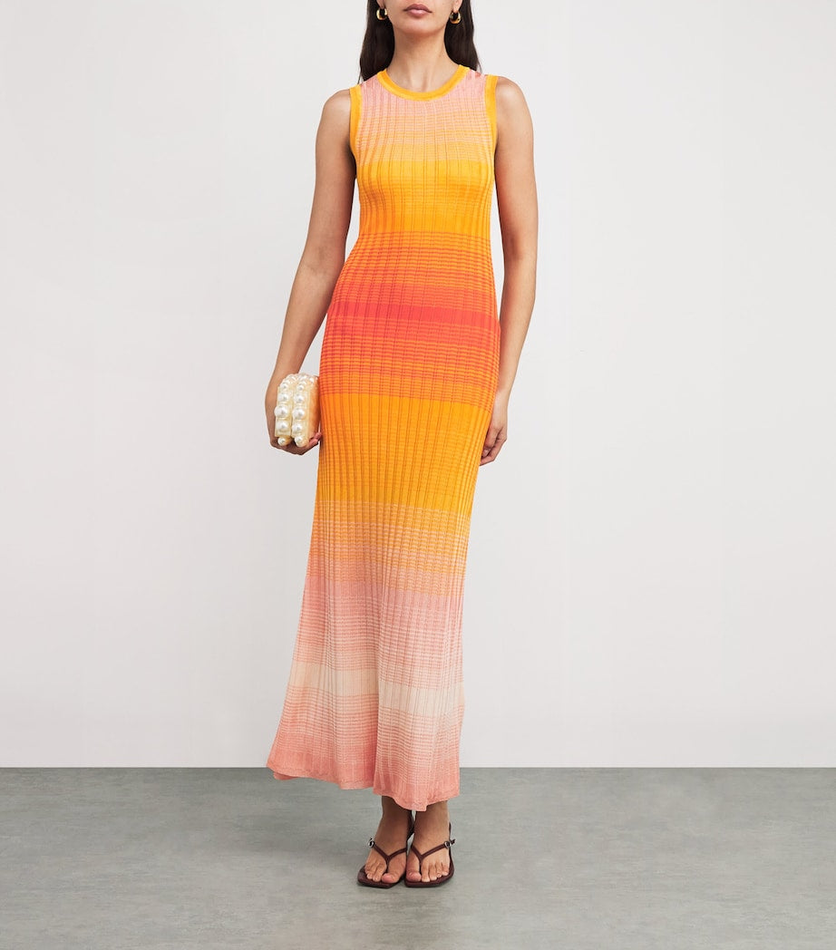 Yellow Tie-Dye Knitted Maxi Dress