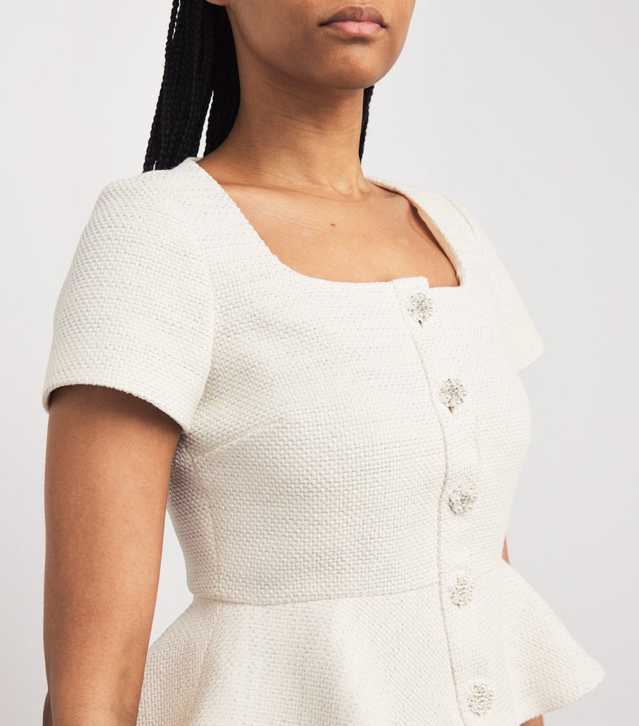 Maje White Tweed Peplum Top