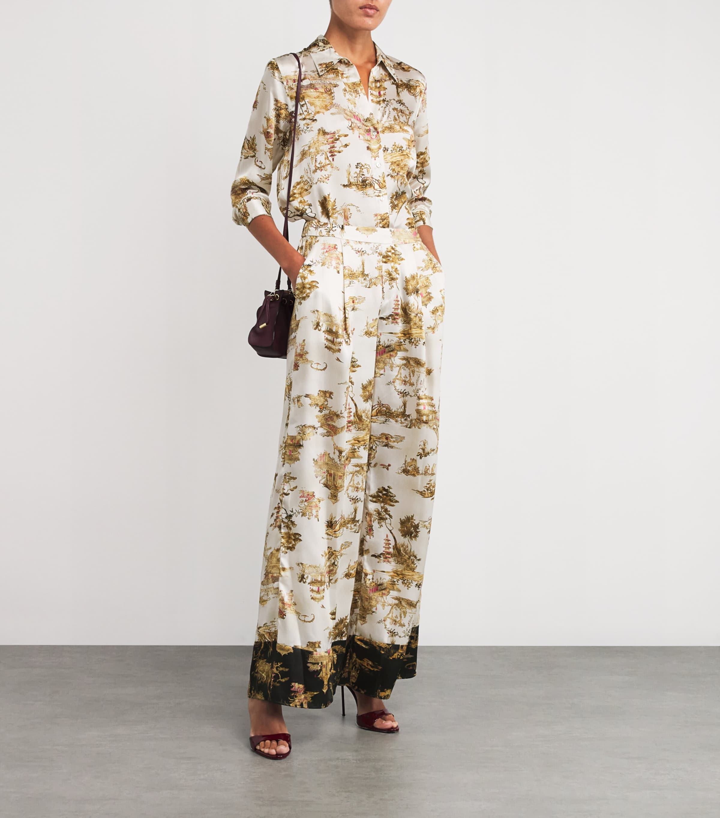 L'Agence Multi Pleated Tavia Wide-Leg Trousers