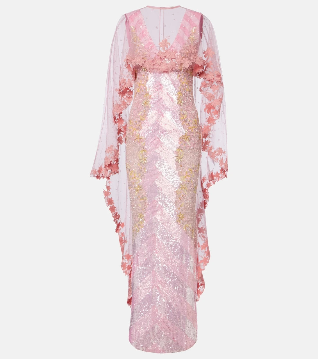 Là Fuori - Panorama embellished caped gown