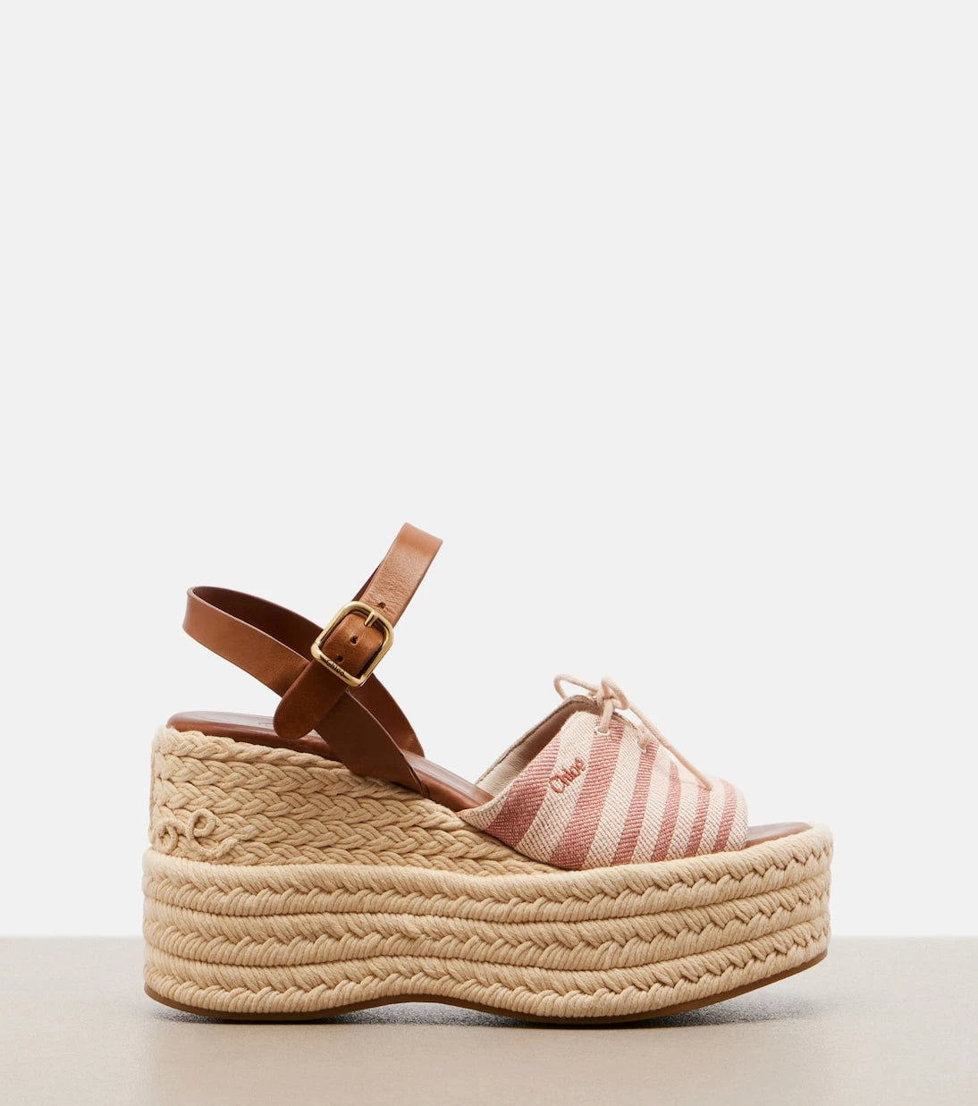 Chloé - Striped canvas espadrille wedge sandals