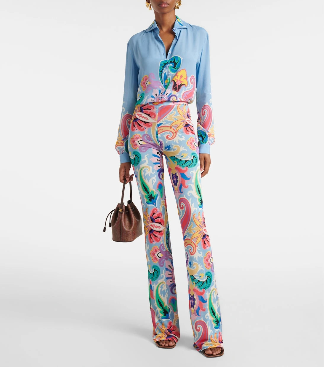 Etro - قميص من الساتان المطبوع