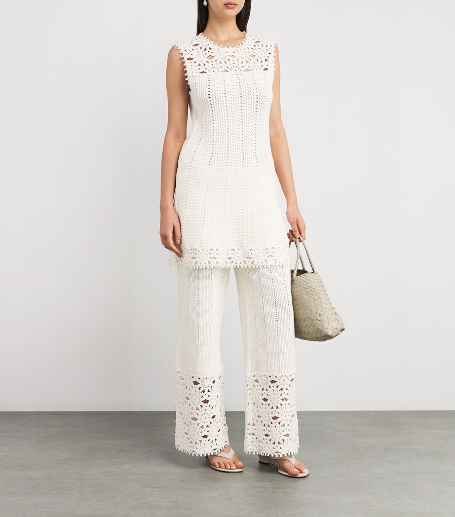 White Crochet Shift Mini Dress