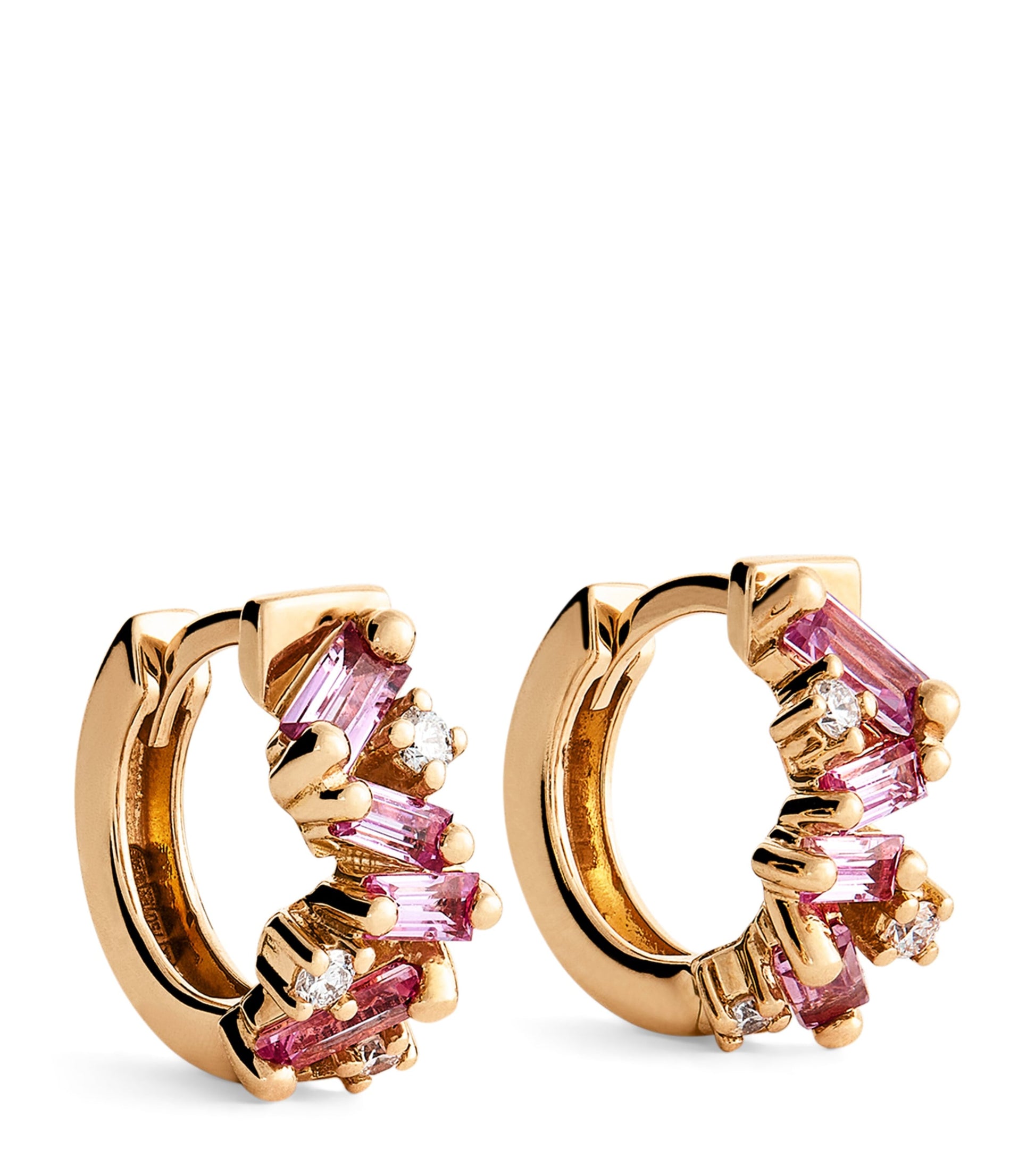 Suzanne Kalan Rose Gold, Diamond and Sapphire Frenzy Huggie Earrings