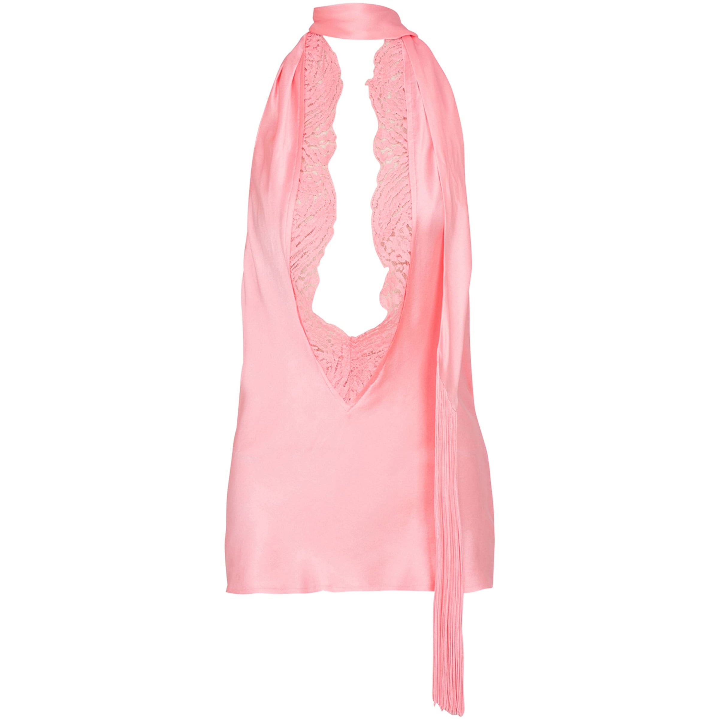 Balmain Pink Silk Backless Top