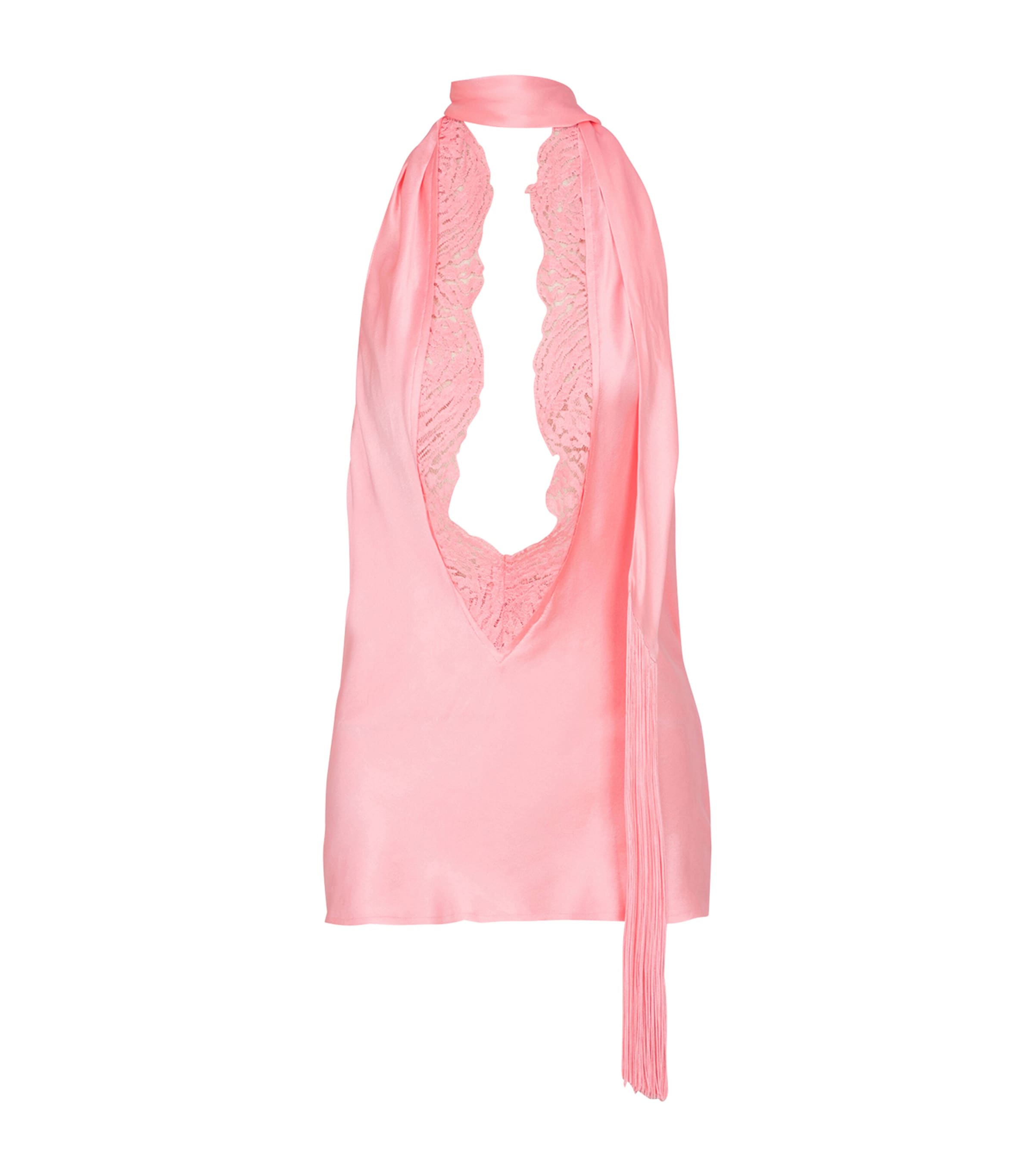 Balmain Pink Silk Backless Top