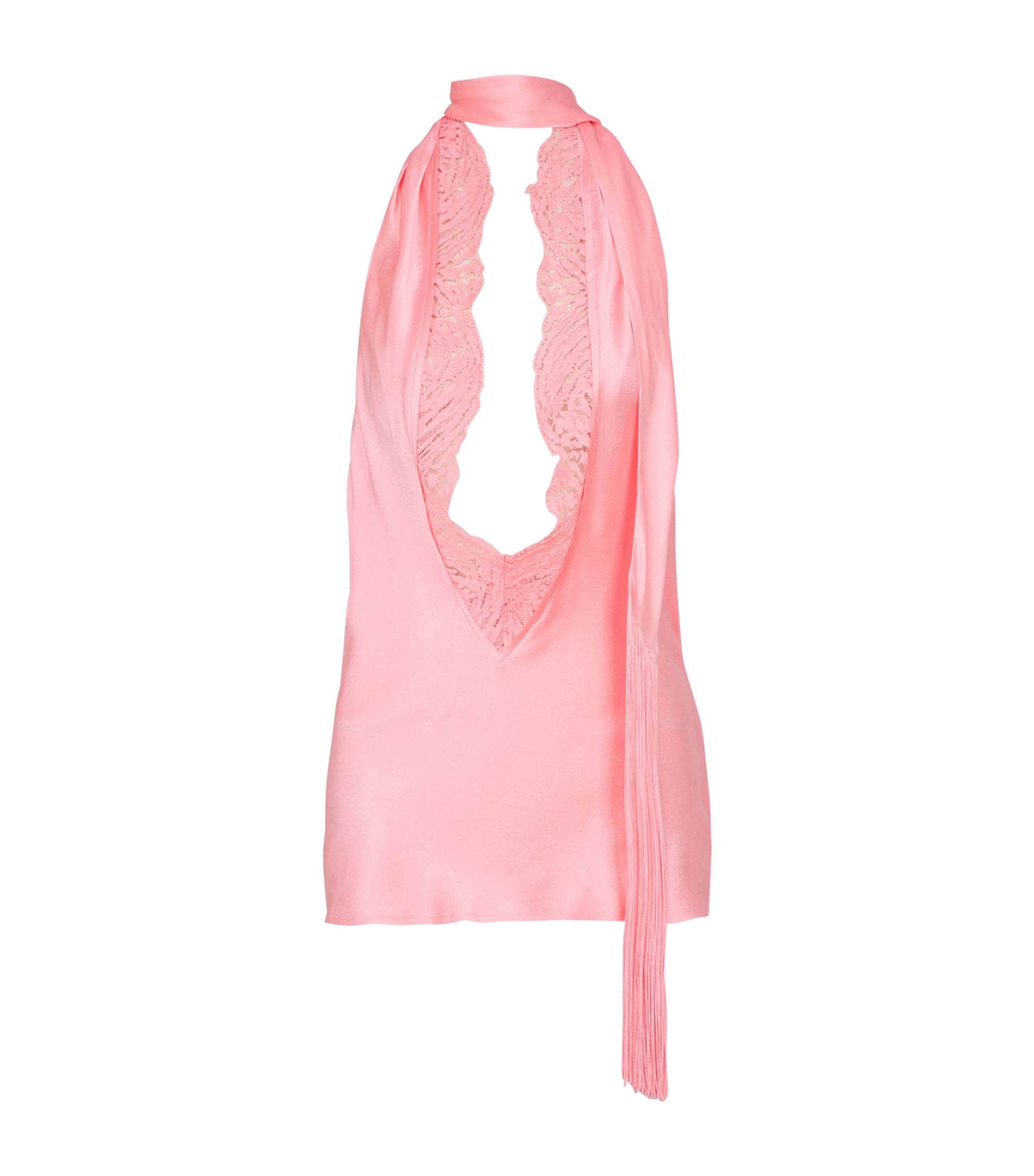 Balmain Pink Silk Backless Top