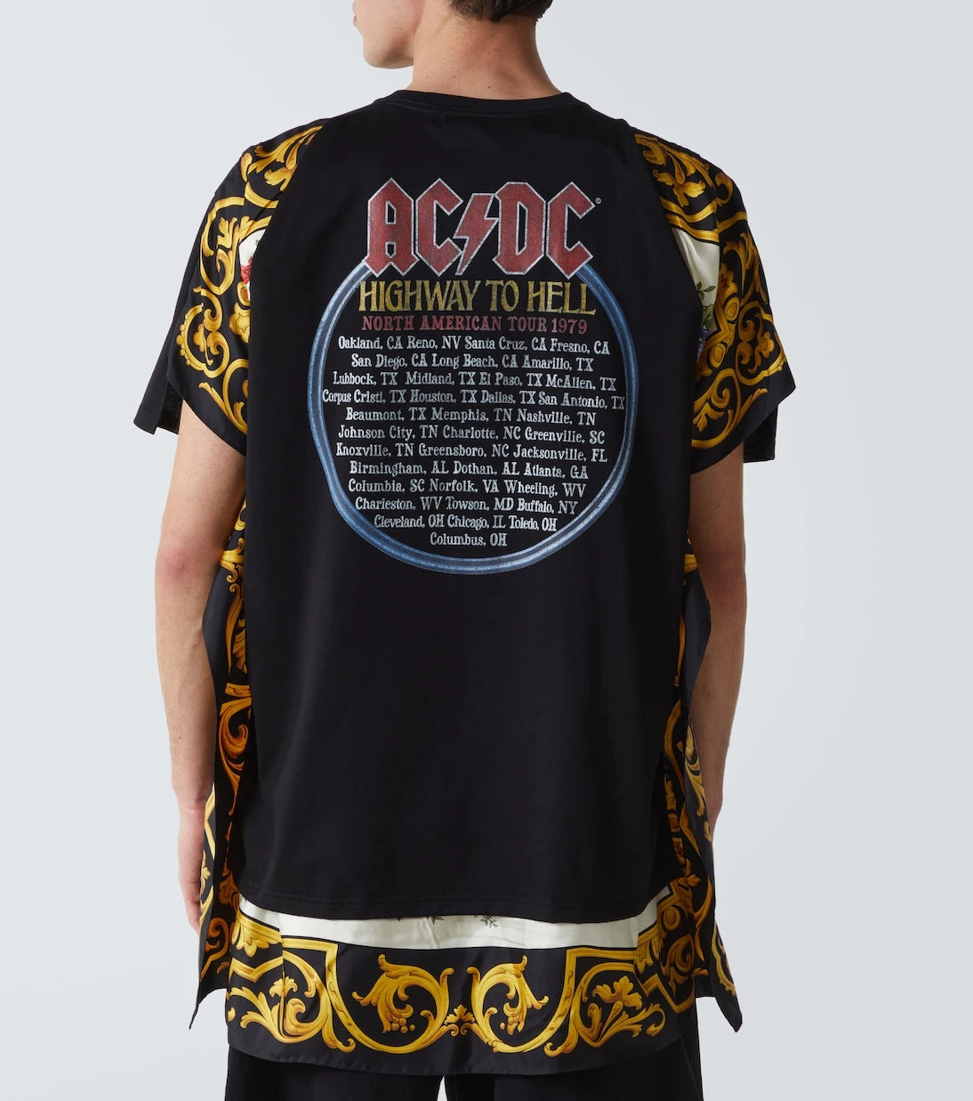 Junya Watanabe - AC/DC printed caped cotton jersey T-shirt