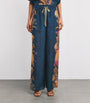 Navy Silk Printed Ascension Trousers