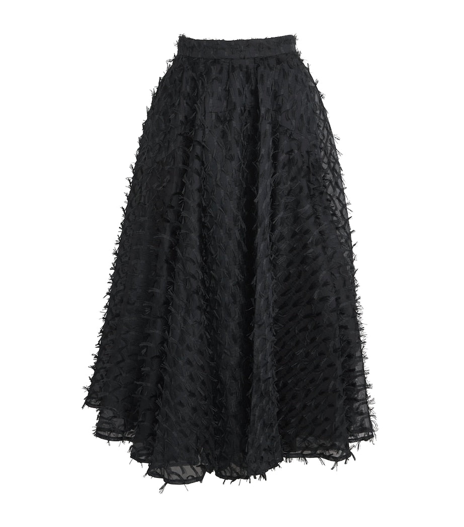 Palmer//Harding Black Organza Gentle Collide Midi Skirt