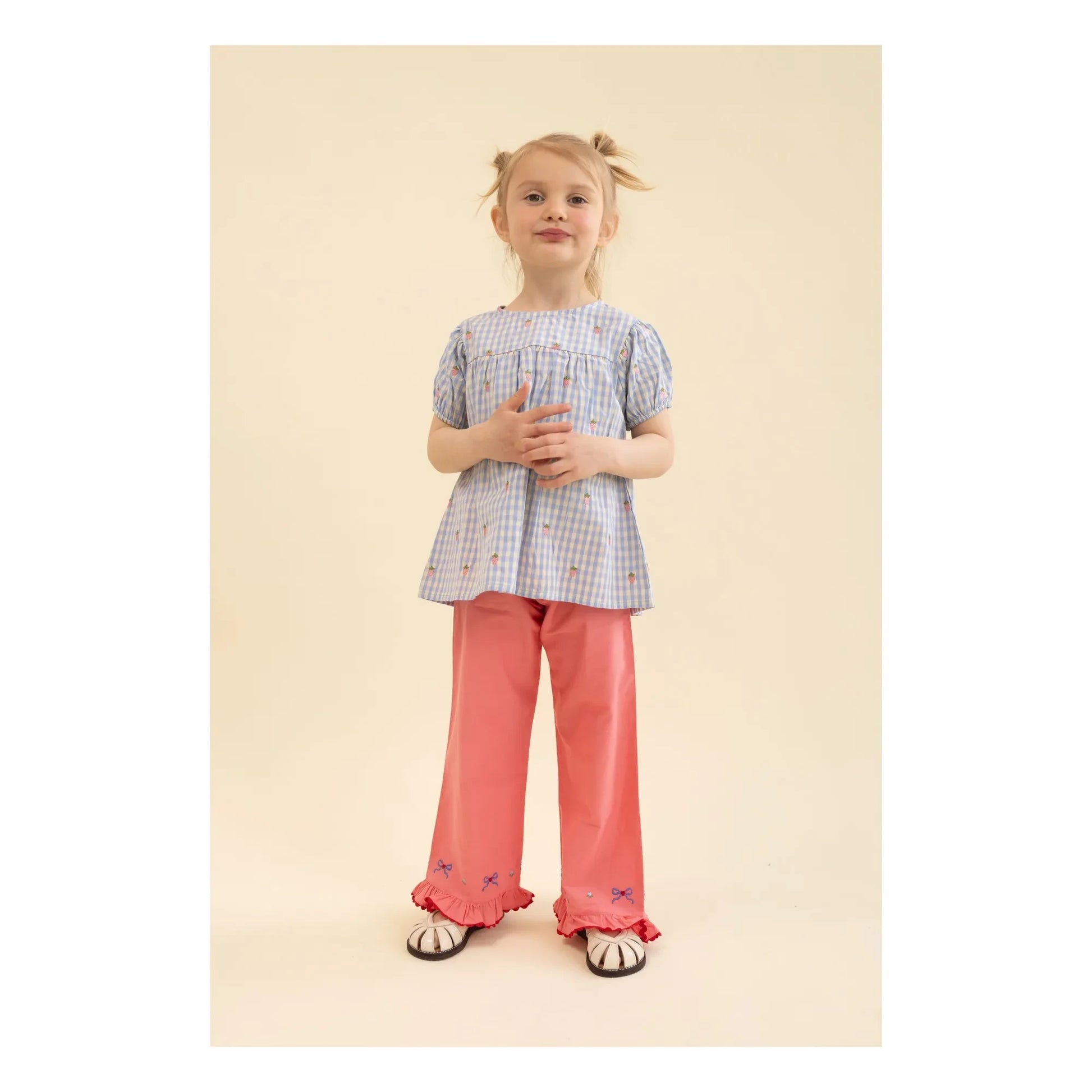 Flöss - Millie Vichy blouse | Pale blue