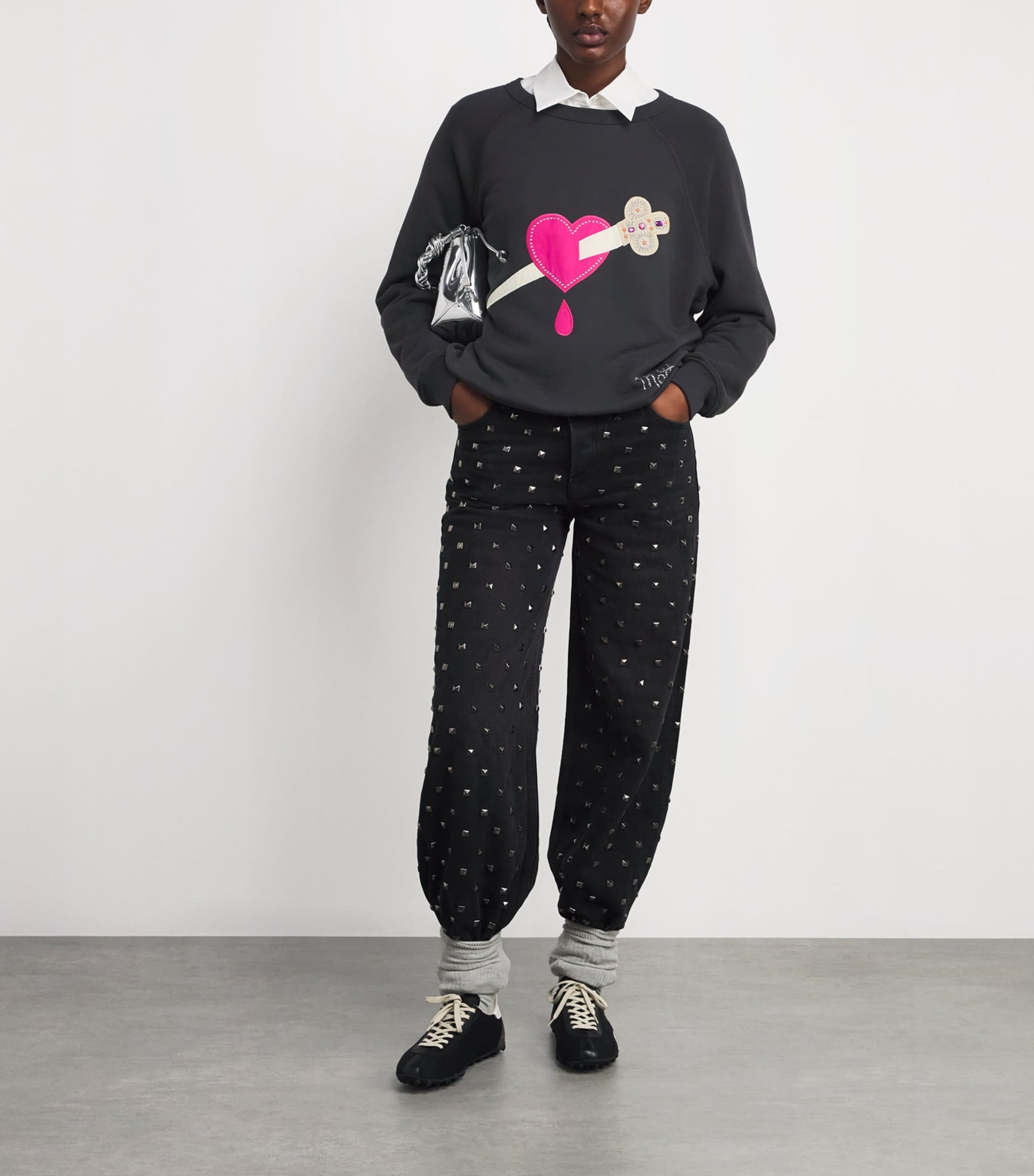 MOTHER Grey The Biggie Concert Sweatshirt