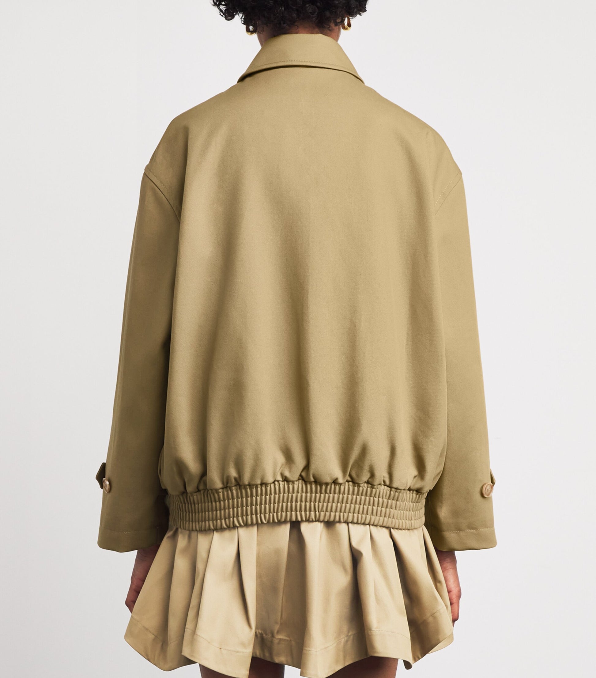 Cotton Oversized Short Trench Coat BEIGE