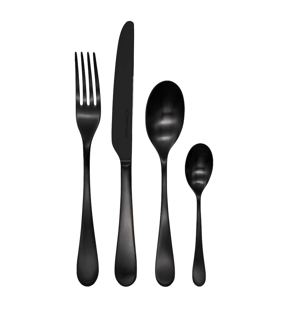 Black Satin Mulberry 24-Piece Cutlery Set