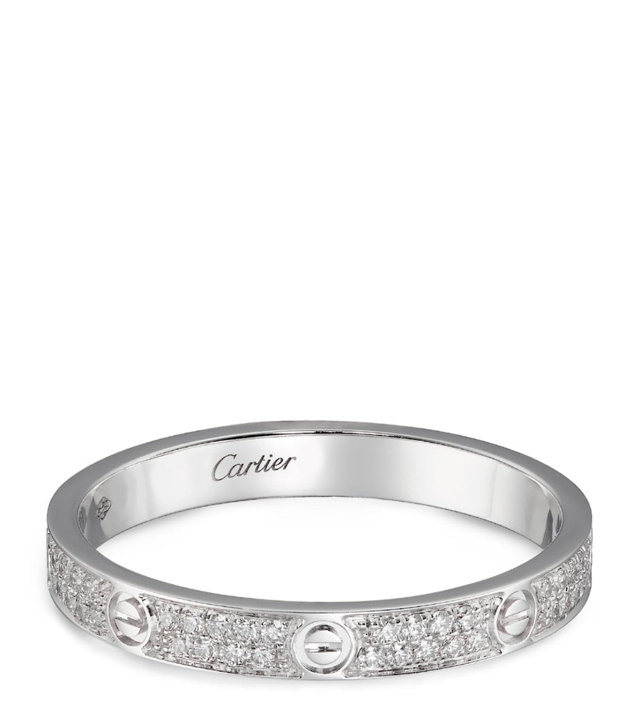 White Gold and Diamond LOVE Ring
