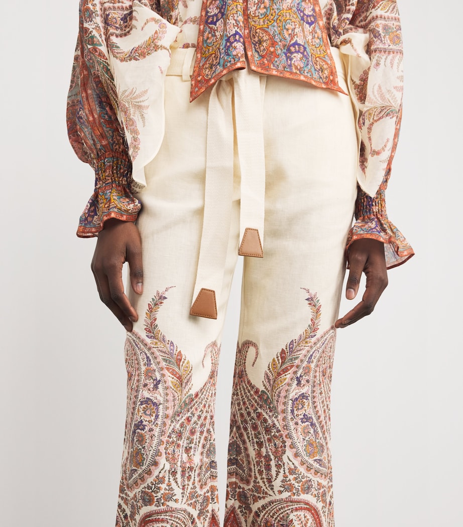Zimmermann Brown Ramie Paisley Rhiannon Trousers