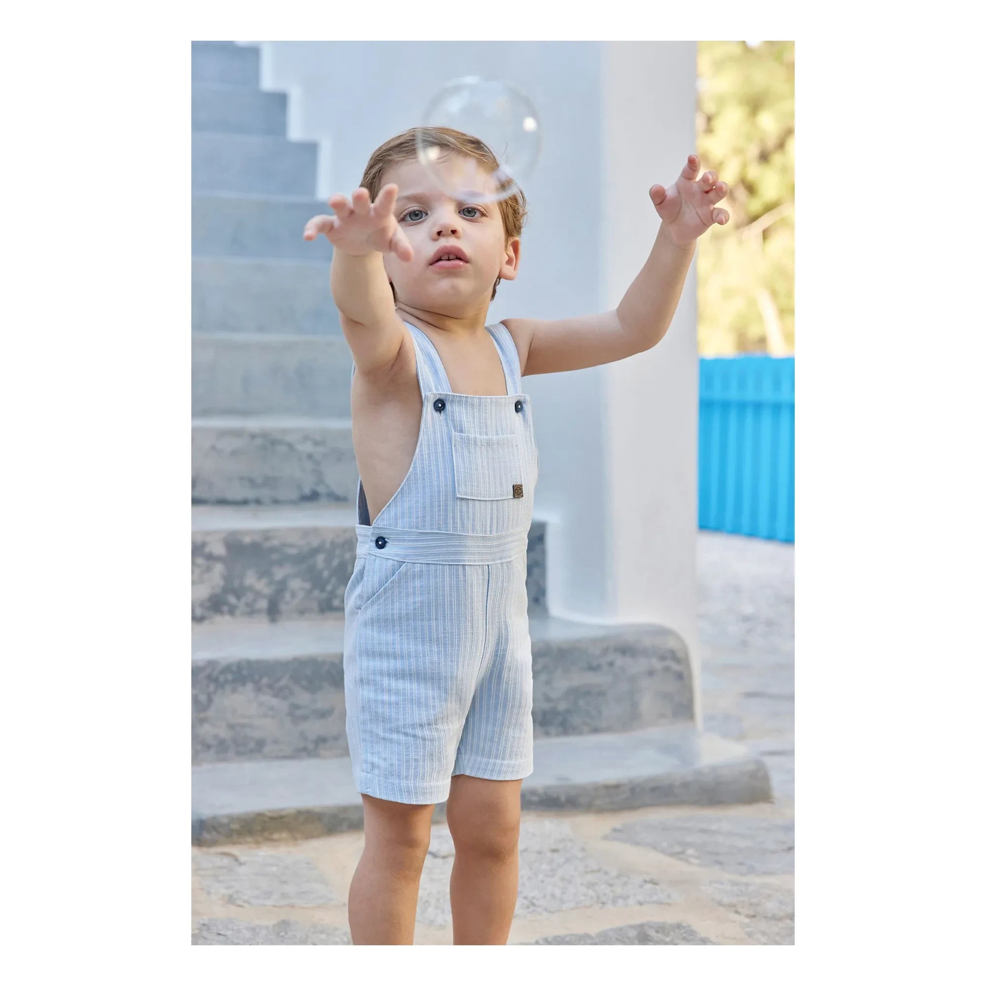 Tartine et Chocolat - Striped overalls | Light blue