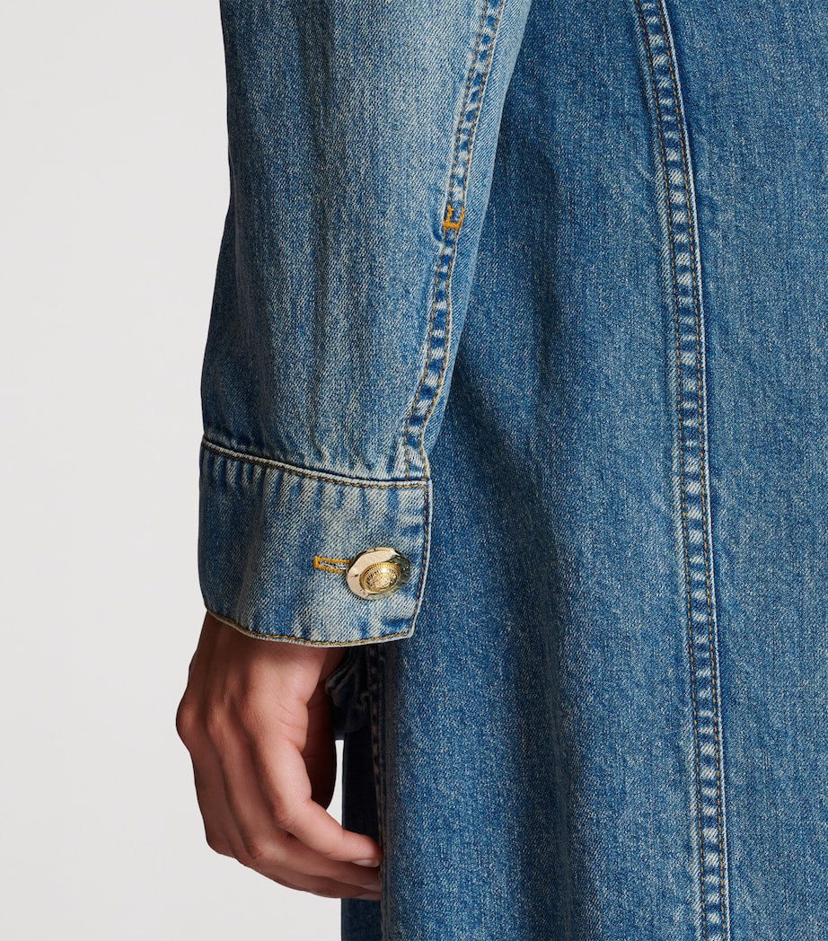 Blue Denim Belted Maxi Dress