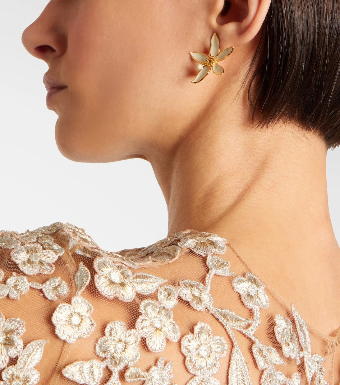 Oscar de la Renta - Orange Blossom enamel earrings