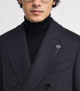 Lardini Navy Wool-Cashmere Double-Breasted Overcoat