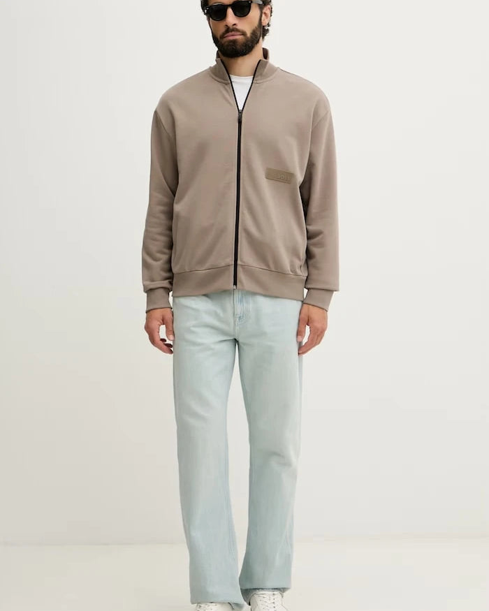 BOSS Green Erkek Pamuklu Fermuarlı Sweatshirt SW_Collar Full Zip