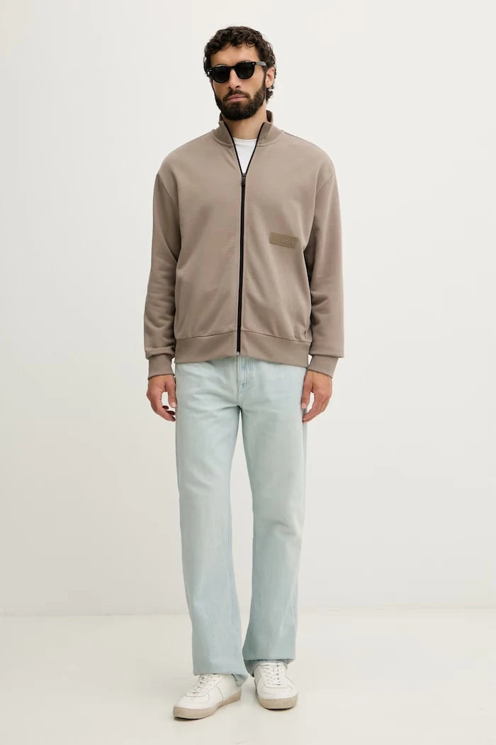 BOSS Green Erkek Pamuklu Fermuarlı Sweatshirt SW_Collar Full Zip