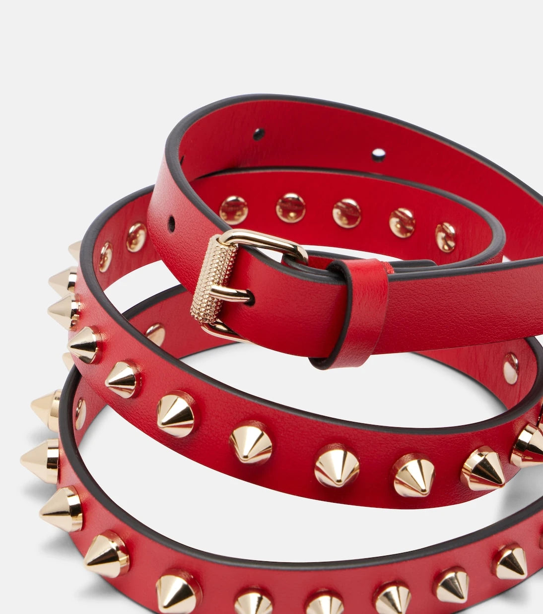 Christian Louboutin - حزام Loubispikes الجلدي