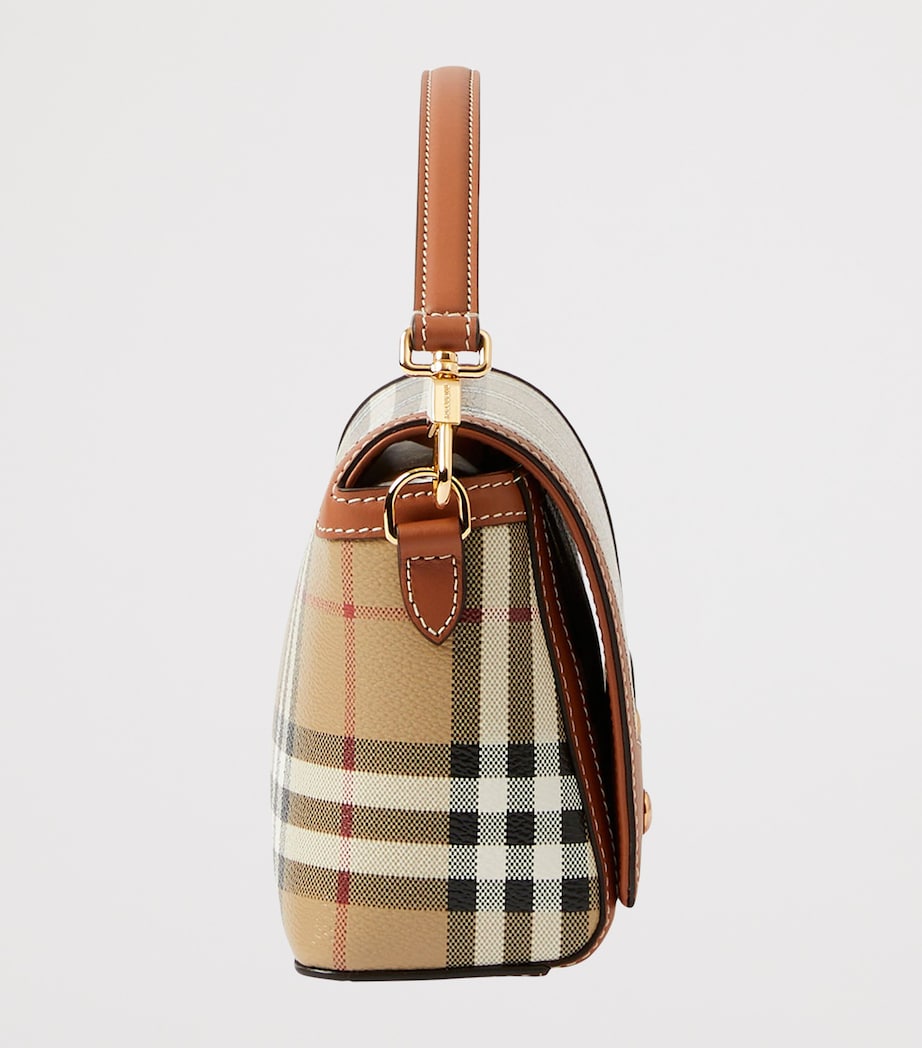 Brown Check Top-Handle Bag